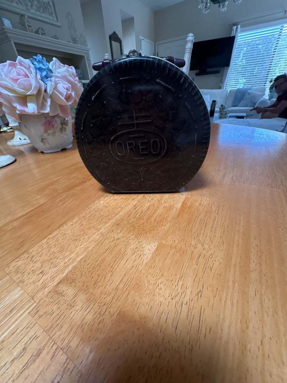 Vintage 1990s Nabisco Oreo Round Cookie Shaped Metal Lunch Box Tin with Handle